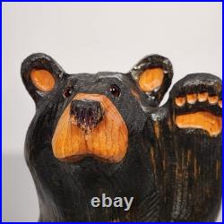 Vintage Rare BSC Big Sky Carvers Black Bear Waving 12 Wood Carving Art