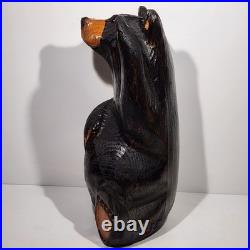 Vintage Rare BSC Big Sky Carvers Black Bear Waving 12 Wood Carving Art