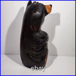 Vintage Rare BSC Big Sky Carvers Black Bear Waving 12 Wood Carving Art