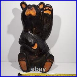 Vintage Rare BSC Big Sky Carvers Black Bear Waving 12 Wood Carving Art