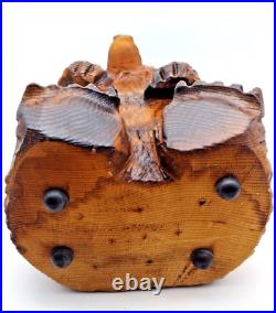 Vintage Solid Wood Carved Brown Bear Sitting Folk Art 15 Tall