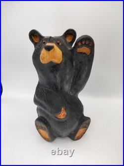 Vtg BSC Big Sky Carvers Jeff Fleming Solid Wood 12+ Waving Bear Sculpture Statue