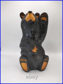 Vtg BSC Big Sky Carvers Jeff Fleming Solid Wood 12+ Waving Bear Sculpture Statue