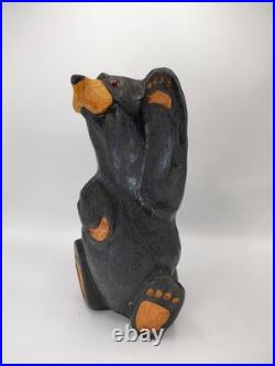 Vtg BSC Big Sky Carvers Jeff Fleming Solid Wood 12+ Waving Bear Sculpture Statue