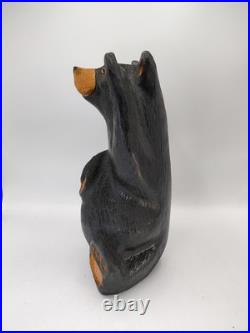Vtg BSC Big Sky Carvers Jeff Fleming Solid Wood 12+ Waving Bear Sculpture Statue