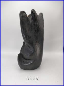 Vtg BSC Big Sky Carvers Jeff Fleming Solid Wood 12+ Waving Bear Sculpture Statue