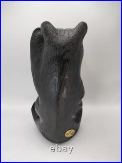 Vtg BSC Big Sky Carvers Jeff Fleming Solid Wood 12+ Waving Bear Sculpture Statue
