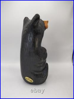 Vtg BSC Big Sky Carvers Jeff Fleming Solid Wood 12+ Waving Bear Sculpture Statue