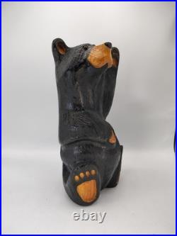 Vtg BSC Big Sky Carvers Jeff Fleming Solid Wood 12+ Waving Bear Sculpture Statue