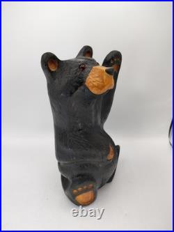 Vtg BSC Big Sky Carvers Jeff Fleming Solid Wood 12+ Waving Bear Sculpture Statue