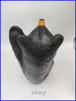Vtg BSC Big Sky Carvers Jeff Fleming Solid Wood 12+ Waving Bear Sculpture Statue