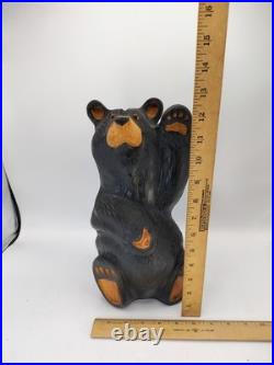 Vtg BSC Big Sky Carvers Jeff Fleming Solid Wood 12+ Waving Bear Sculpture Statue