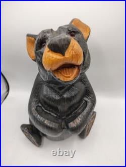 Vtg BSC Big Sky Carvers Jeff Fleming Solid Wood 14 Bear Sculpture Statue Handy