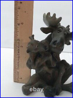 Vtg Bearfoots Mountain Mooses Big Sky Carvers Mother Moose and Baby Cow 2002