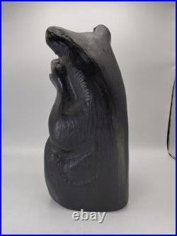 Vtg Big Sky Carvers Jeff Fleming Solid Wood 14 Sitting Bear Sculpture Statue