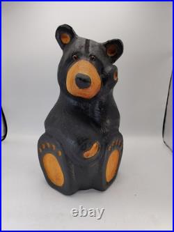 Vtg Big Sky Carvers Jeff Fleming Solid Wood 14 Sitting Bear Sculpture Statue