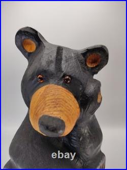 Vtg Big Sky Carvers Jeff Fleming Solid Wood 14 Sitting Bear Sculpture Statue