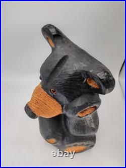 Vtg Big Sky Carvers Jeff Fleming Solid Wood 14 Sitting Bear Sculpture Statue