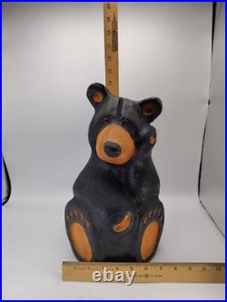 Vtg Big Sky Carvers Jeff Fleming Solid Wood 14 Sitting Bear Sculpture Statue