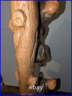 Vtg Big Sky Carvers Jeff Fleming Wood Carving Bear Totem 2 Cubs Sculpture 30