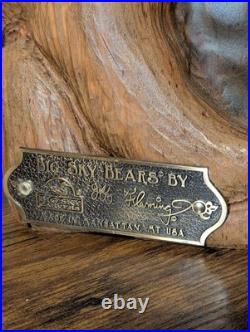 Vtg Big Sky Carvers Jeff Fleming Wood Carving Bear Totem 2 Cubs Sculpture 30