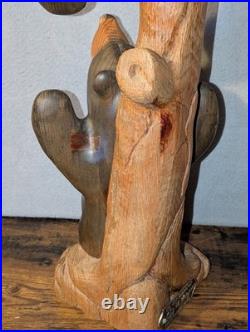 Vtg Big Sky Carvers Jeff Fleming Wood Carving Bear Totem 2 Cubs Sculpture 30