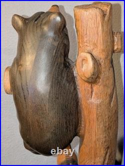 Vtg Big Sky Carvers Jeff Fleming Wood Carving Bear Totem 2 Cubs Sculpture 30