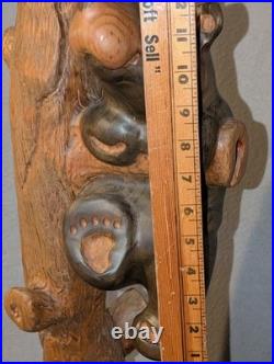Vtg Big Sky Carvers Jeff Fleming Wood Carving Bear Totem 2 Cubs Sculpture 30