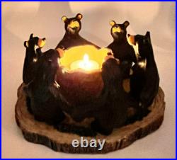 Vtg Circle Of Bears Votive Candle Holder Bear Foots Jeff Fleming Big Sky Carvers