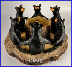 Vtg Circle Of Bears Votive Candle Holder Bear Foots Jeff Fleming Big Sky Carvers