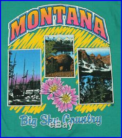 Vtg Montana Big Sky Country Bear Wild Life Single Stitch T Shirt Sz L 90s New US