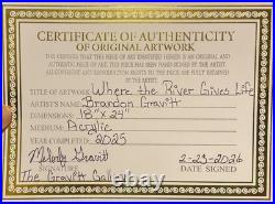 Where the River Gives Life Christian Bear Painting 18x24 Framed Signed OOAK COA