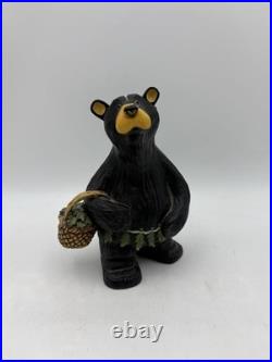 Woody Bear Big Sky Carvers Montana Fleming Ceramic Collector Basket Large