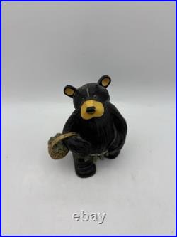 Woody Bear Big Sky Carvers Montana Fleming Ceramic Collector Basket Large