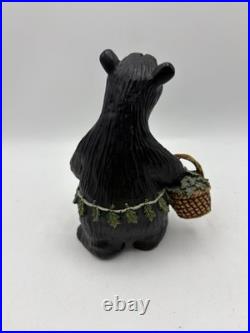 Woody Bear Big Sky Carvers Montana Fleming Ceramic Collector Basket Large