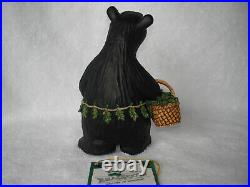 Woody Bear Big Sky Carvers Montana Fleming NIB Ceramic Collector Basket Large